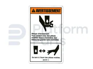 Autocollant, crushing hazard platform