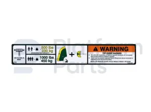 Decal, max capacity and warning tipping