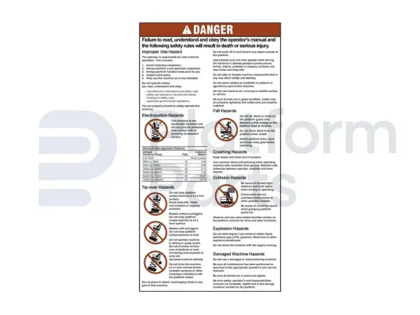 Decal, danger, general safety rules (EN/sl)