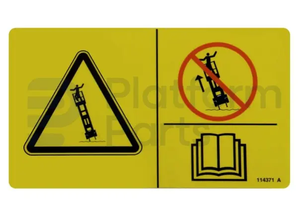 Sticker, kantelgevaar