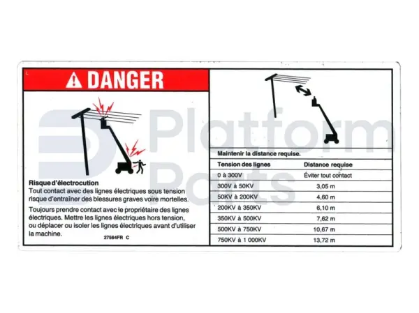 Autocollant, danger, electrical hazard, stay clear, Français