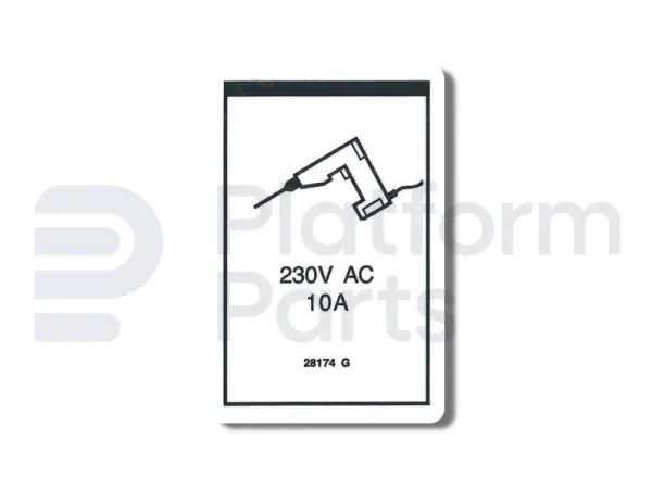 Decal, power to platform 230V