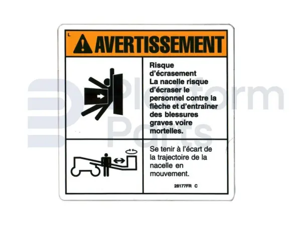 Autocollant, crushing hazard, Français