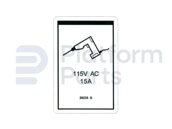 Decal, power to platform 115V