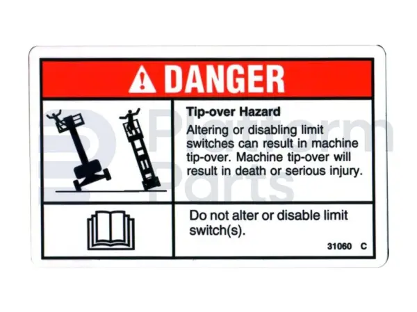 Decal, danger, do not alter switch