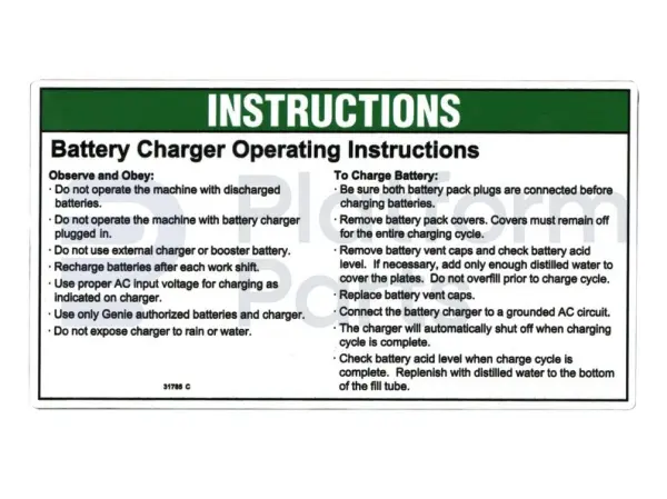 Aufkleber, battery charge instructions