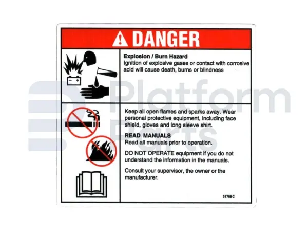 Sticker, danger, battery safety