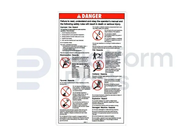 Sticker, gevaar, algemene veiligheidsvoorschriften
