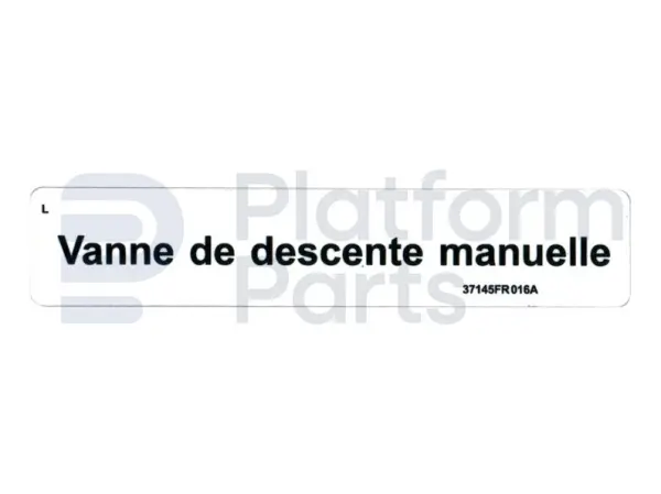 Decal, emergency down valve, French