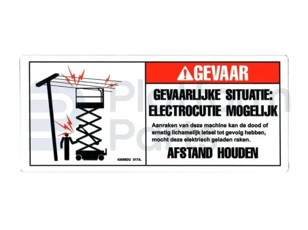 Autocollant, electrocution, nacelle à ciseaux, Néerlandais