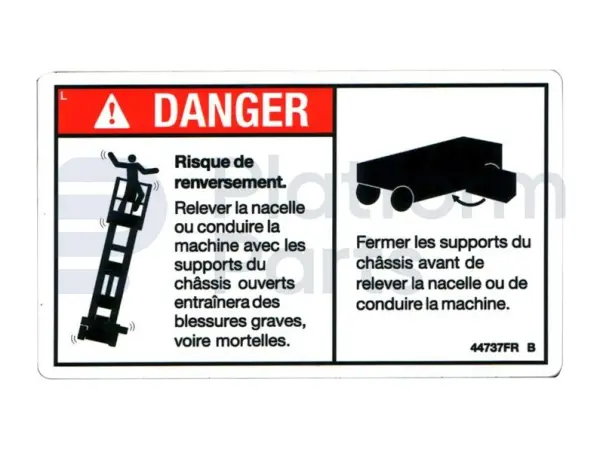 Autocollant, risque de renversement, Français