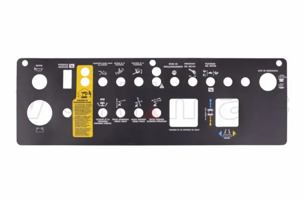 Pegatina, uso, caja de control, Español