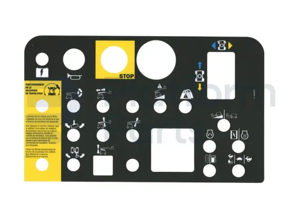 Sticker, bediening, control box, Frans