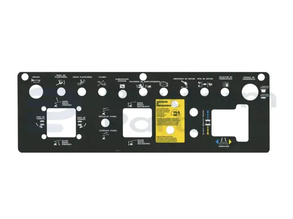 Sticker, bediening, control box, Spaans
