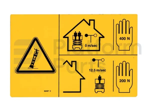 Sticker, kantelgevaar, schaarlift