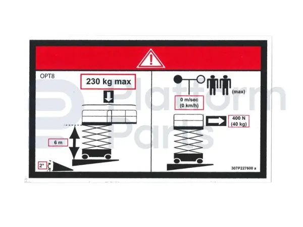 Autocollant, capacité max 230kg