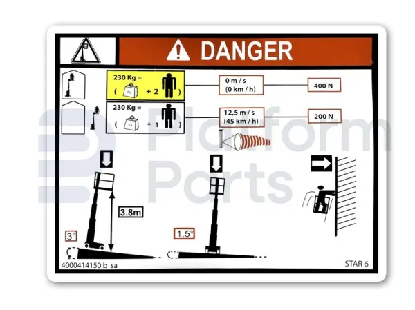 Decal, max capacity 230kg