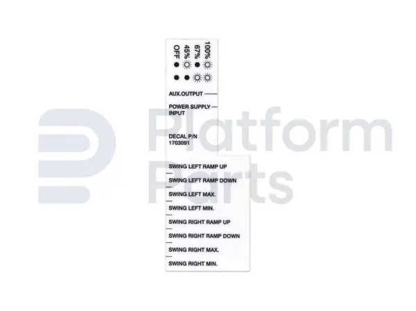 Decal, control card, swing