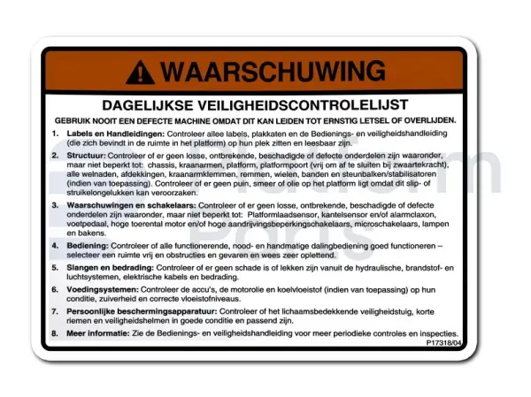 Sticker dagelijkse controles